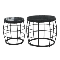 Royal Seasons COCOON Bijzettafel Zwart - Set Van 2
