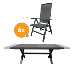 Royal Seasons LA PALMA Uitschuifbare Dining Set Met 6 Stoelen